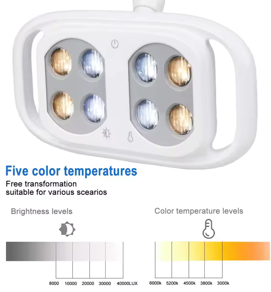 Dental Chair Light Infrared Inductive Oral Light Lamp 8LED 10W Dual-Color Adjustable